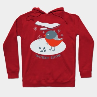 Christmas Bullfinch with seeds at snow Hoodie